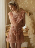 MESH MAID PERSPECTIVE TEMPTATION RUFFLED NIGHTGOWN