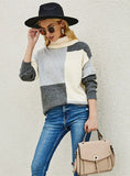 COLLAR COLOR MATCHING SWEATER PULLOVER