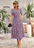 SUMMER PRINT SHORT-SLEEVED DRESS