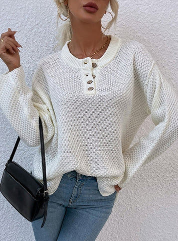 ROUND NECK BUTTON-DOWN CARDIGAN SWEATER