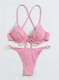 SEXY BACKLESS SOLID COLOR SPLIT SWIMSUIT