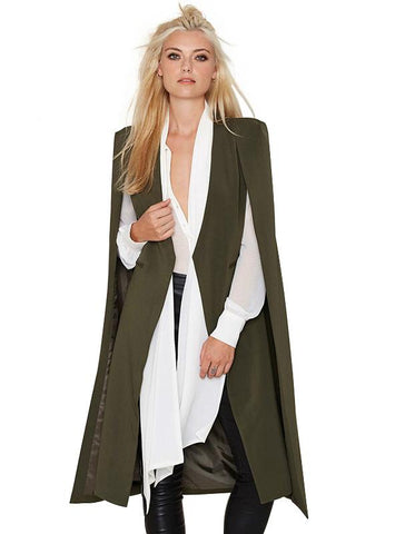 OPEN FRONT BLAZER SUITS WITH POCKET CAPE TRENCH