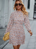 LONG SLEEVE SHORT PRINT DRESS