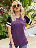 LOOSE SHORT-SLEEVED ROUND NECK COLOR MATCHING T-SHIRT