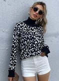 KNITTED PULLOVER JACQUARD TURTLE NECK SWEATER
