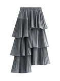 ASYMMETRIC PLEATED RUFFLE IRREGULAR SKIRT