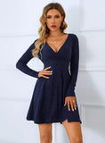 LONG SLEEVE DEEP V SLIM DRESS