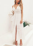 Hollow Out Embroidery Maxi Cotton Dresses