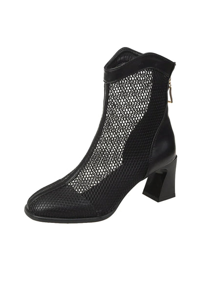 WOMEN'S ROUND HEAD HOLLOW MESH SURFACE BOOTS