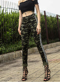 SLIM CAMOUFLAGE PANTS SIDE SPLICED FEET PANTS