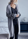 LEOPARD PRINT CARDIGAN RETRO STITCHING SWEATER COAT