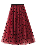 HIGH WAIST FLUFFY GAUZE FLOCKING SKIRT