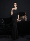 SHORT SLEEVE MERMAID LACE BEADING PROM DRESS