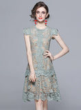 HEAVY LACE IRREGULAR SLIM DRESS