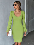 KNITTED SEXY BACKLESS LONG-SLEEVED DRESS