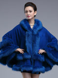 KNITTED SHAWL CARDIGAN HOODED FUR SHAWL CAPE
