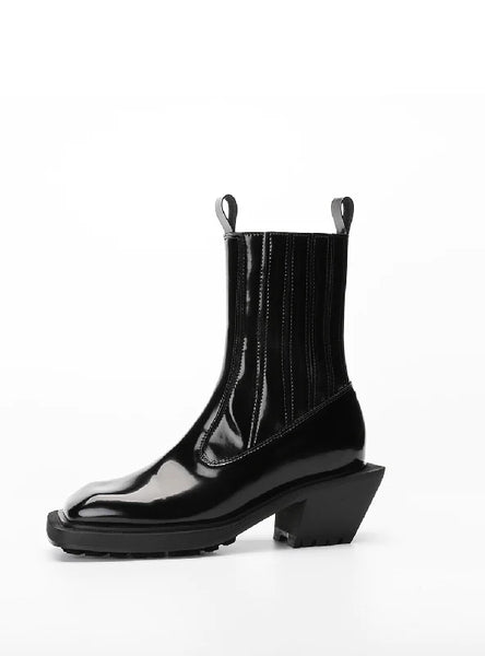 ELASTIC SQUARE HEAD HIGH HEEL BOOTS