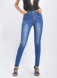 SLIM BUTTON STRETCH WASHED JEANS