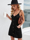 SINGLE BREASTED SUSPENDER DRESS