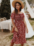 BOHEMIAN PRINTED SHORT SLEEVE DRESS