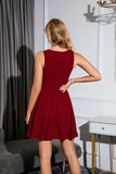 SLEEVELESS ROUND NECK STITCHING LACE GAUZE DRESS