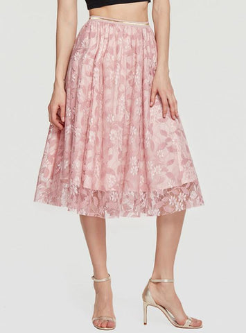  A-Line Lace Skirt Slim Elastic Waist