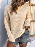 CREW NECK HOLLOW SWEATER TOP