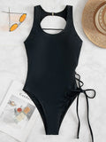SEXY HOLLOW LACE UP ONE PIECE BIKINI