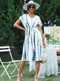 PRINTED TIE-DYED WHITE MORI DRESS