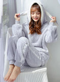 WOMEN PINK RABBIT LONG SLEEVE WINTER SLEEPWEAR