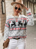 KNITTED ROUND NECK CONTRAST CHRISTMAS SWEATER