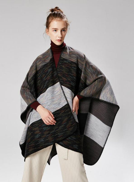 RAINBOW WIDE DUAL-PURPOSE SHAWL WARM CASHMERE