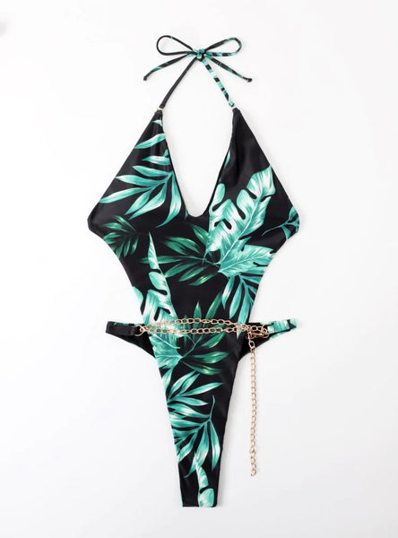 WOMAN ONE-PIECE LEAF SWIMSUIT BIKINI
