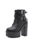 STRAP PLATFORM SHOES THICK HIGH HEEL BOOTIES