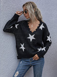 WOMEN LOOSE V-NECK KNITTED SWEATER