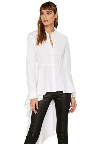 WOMEN BLOUSE LONG SLEEVES DOVETAIL ELEGANT VINTAGE SHIRT