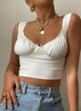 STRAPS LOW CUT BOW RUCHES CROP TOP