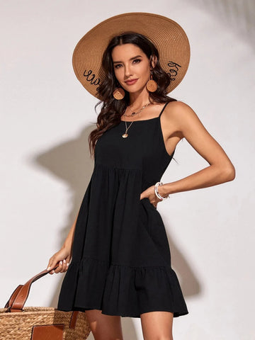 OPEN-BACK SWING SUSPENDER DRESS