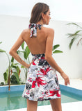 NECK V-NECK CHIFFON BEACH DRESS