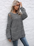 HOLLOW ROUND NECK HOLES SWEATER