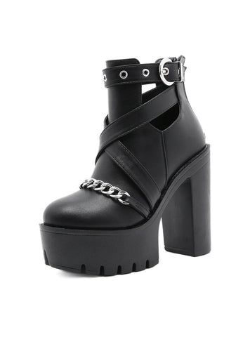 RIVET THICK BOTTOM THICK HIGH HEEL BOOTS