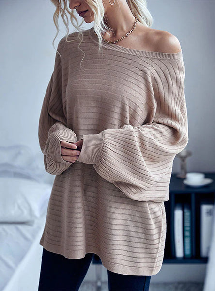 LOOSE ROUND NECK BAT SLEEVE SWEATER
