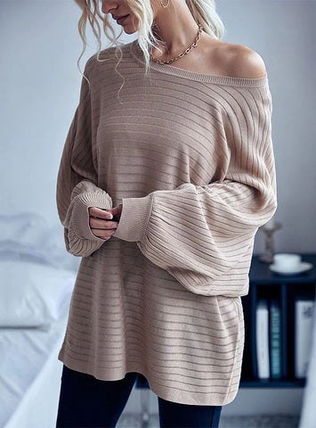 LOOSE ROUND NECK BAT SLEEVE SWEATER
