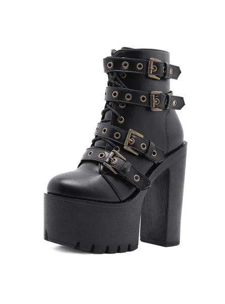 RIVET THICK-SOLED HEEL BOOTS