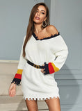 PULLOVER STITCHING SWEATER DRESS