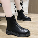 THICK-SOLED BRITISH STYLE WHITE SKINNY BOOTS