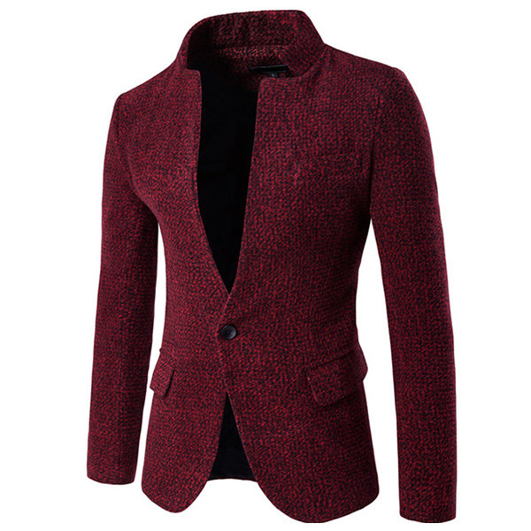 Collar Slim Business Woolen Blazers for Men Casual Fashion Printing Stand 