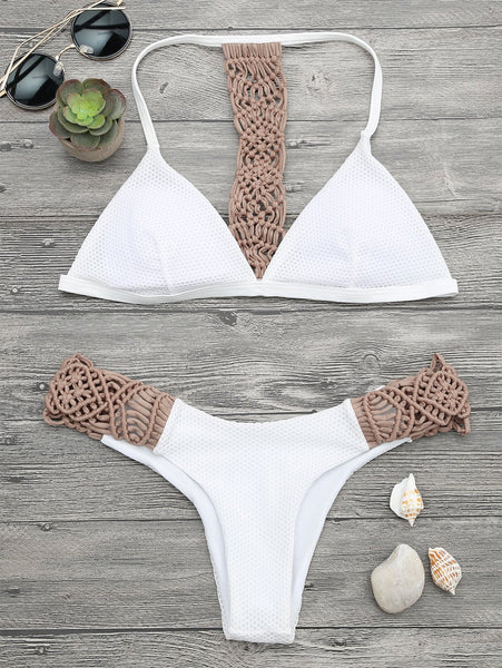 Padded Macrame Fishnet Bikini Set