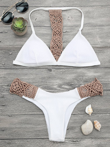 Padded Macrame Fishnet Bikini Set
