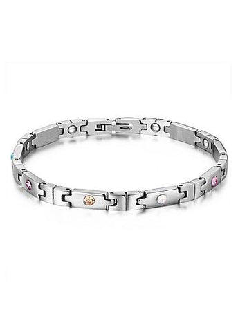 Fashion Puzzle with Multicolor AAA Zircons, Platinum Alloy Bracelet 